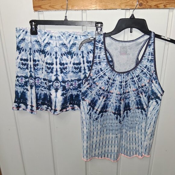 Lucky In Love Tie Dye Tennis/Pickleball Skort and Top Outfit Sz L - Picture 1 of 7
